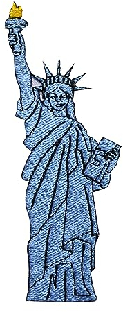 Aufnäher Freiheitsstatue, Reise-Aufnäher, groovy, bestickt, zum Aufbügeln oder Aufnähen, für Kleidung usw. 10 x 3,5 cm