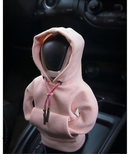 EHOTER Auto Schaltknauf Hoodie Shifter Überzug Kreative Gangschaltung Schalthebel Hoodie Abdeckung Universal Staubdicht Schutz Sweatshirt Schaltknauf Hoodie Car Gear Shift Cover (Pink)