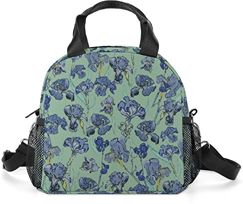 874 Lunchpaket Iris-Blumen Im V-An-Gogh-Stil Lunchtasche Auslaufsicherer Mittagessen Tasche Robust Tragetasche Für Arbeit Kinder Studenten