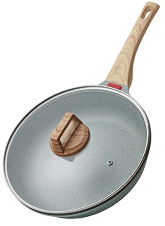 Padella in pietra medica Padella antiaderente Padella per bistecca Padella per pancake Padella per uso domestico con coperchio