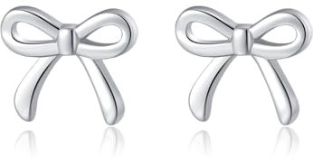 SLUYNZ Solid 925 Sterling Silber Tiny Schleifen Ohrringe Ohrstecker für Frauen Teen Bowknot Post Ohrstecker Bogen Ohrringe(A-Silver)