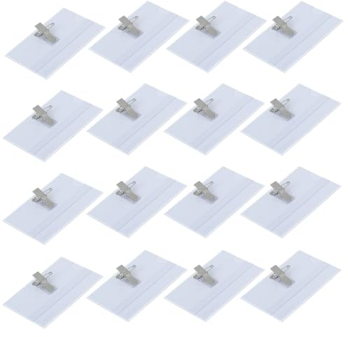 ZKHSEOU 20 Stück Namensschilder, Namensschilder mit Clip und Pin für Visitenkarten, Ausweise, Schule, Event, Büro, Hotel-Namensschilder (54 x 90 mm)