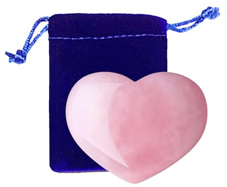 GUJOXILA 45mm Rosenquarz Herz Groß Kristalle Sorgensteine Heilsteine Herzförmig Sorgen Edelsteine Massagesteine für Meditation,Stress abbauen Rosa Liebe Kristall Steine MaMa Geschenk