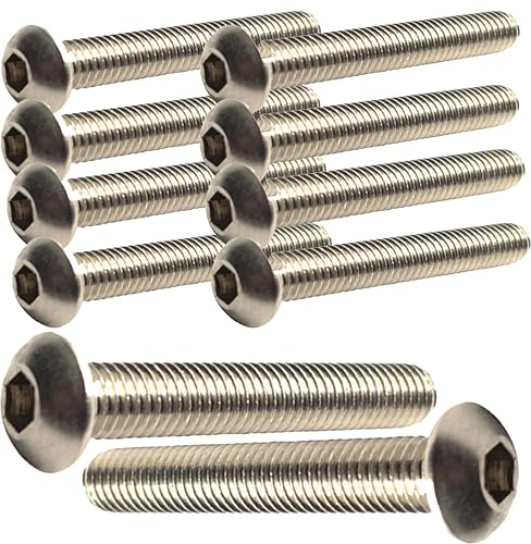 Lot de 10 boulons à métaux à six pans creux M8 x 70 mm entièrement filetés en acier inoxydable A2