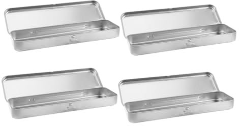 VILLCASE 4pcs Tinplate Pencil Case Pen Box Storage Box for Stationery Organizers for School Supplies