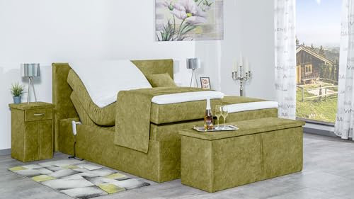 Boxspringbett Nado 240x220, DS-Apfelgrün, 7-Zohnen Taschenfederkernmatratze, Ergoflex - Inklusive Aufbau - Deutscher Hersteller