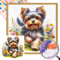 Generisch Tier Diamond Painting Bilder Quadratische Steine 45x45cm Groß 5D Diamant Painting Full Square Drill Cross Stitch Embroidery Kit Basteln Erwachsene Mosaik Geschenk-Yorkshire Terrier