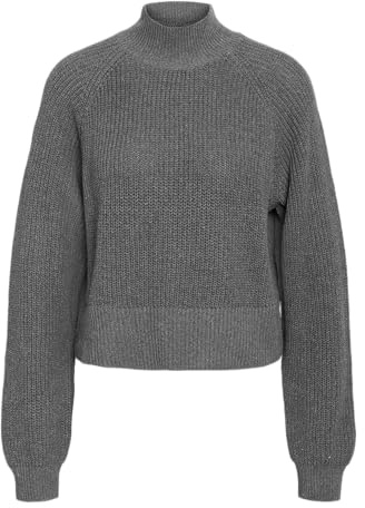 NOISY MAY NMDARA L/S HIGH Neck Knit FWD NOOS Frauen Strickpullover grau