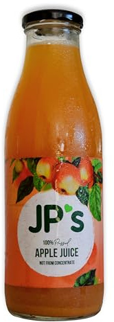 JP Juices Pressed Apple Juice 12 x 750ml - No Added Sugar or Sweeteners - 100% Natural - Vegan Friendly