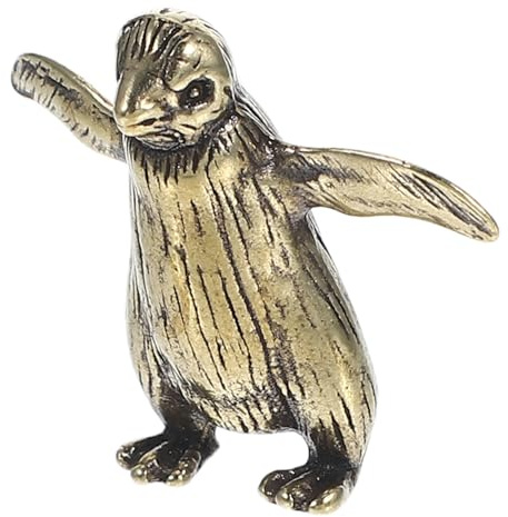 TOPPERFUN Kleine Pinguinfigur aus Messing Realistische Tierstatue in Gold Dekorativ für Regal oder Vitrine für Sammler und Tierliebhaber