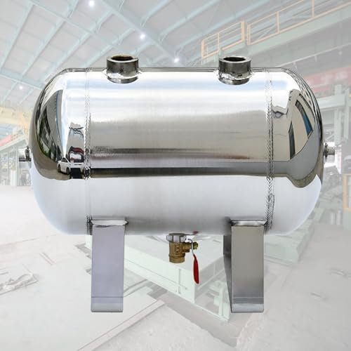 SRNSAEB Factory/Laboratory Air Compressor Buffer Tank 50L 40L 30L 20L 10L 5L, Large Capacity Gas Storage Tank Thickened Stainless Steel, Multiport Air Pressure Reservoir Horizontal(30L/69x24x31cm)