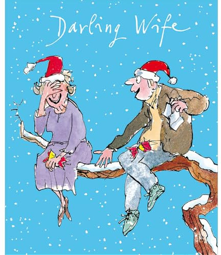 Quentin Blake Christmas Card Darling Wife - Luxury Illustrated Festive Card