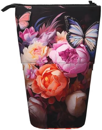 WZYCWB Butterflies and Fresh Bush Retractable Storage Container for Pen Holders, Makeup Brush Holders, or Coin Drawstring Bags.
