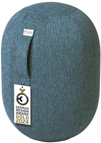 VLUV® KAPSUL STOV Balancekapsel Ergonomisch mit Tragegriff und Umkippschutz Schlanker Sitzball Waschbarer Stoffbezug Balancehocker Schreibtischhocker Wackelhocker Büro - Blau - Größe L