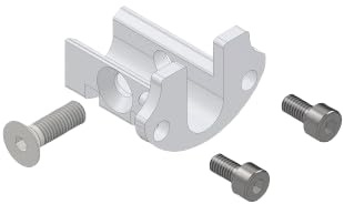 Kit Attacco Cilindro C Securemme AC2600KZA, Lega di Zinco, Zincata Bianca, con Viti, per Porte Blindate. 1 Vite M5x16 a testa svasata, 2 viti M4x8 a testa cilindrica (Confezione da 1 pezzo).