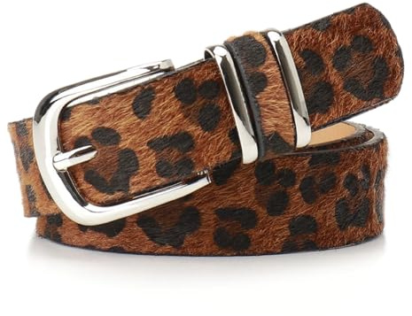 KASESSS Leopardenmuster GüRtel Damen Mit Doppelter Ringschnalle, Pu-LedergüRtel FüR Jeans, Kleider, Hosen, Animal Print Damen GüRtel Braun, Verstellbare Damen-GüRtel Mode Accessoires