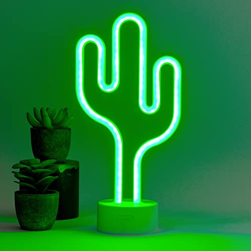 Legami – LED-Lampe mit Neon-Effekt, It's a Sign, Cactus, doppelte Stromversorgung, Typ-C-Kabel (im Lieferumfang enthalten) oder Batterien (nicht im Lieferumfang enthalten), Tischlampe