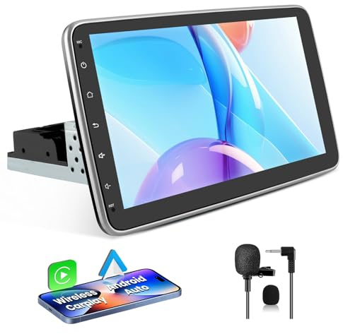 Hexinex Autoradio 1 din Android 13 Universel Voiture avec | Écran Tactile 10 Pouces | GPS, Carplay, Android Auto | WiFi, Bluetooth, FM RDS, USB | Commande au Volant [1Go+32Go]