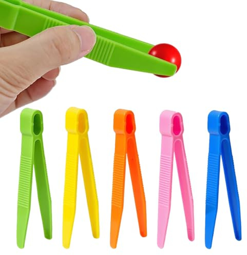 YIPFEN Set di 5 Pinzette in Plastica Colorate, Pinzette Leggere con Design Ergonomico per la Manipolazione di Piccoli Oggetti, Smistamento, Lavoretti, Laboratorio, Osservazione e Progetti Fai da Te