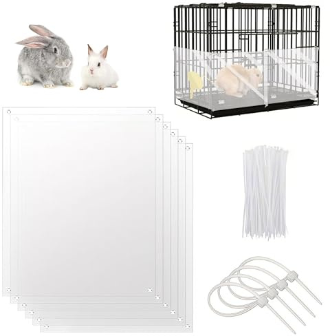 Transparente Haustierkäfig-Einlage, 6 Stück Haustierkäfig Einlage PVC Haustierkäfigeinlage mit 100 Kabelbindern Haustierkäfig-Schutzeinlagen 26x21cm Käfig Seitenschutz für Hamster Kaninchen Laufstall