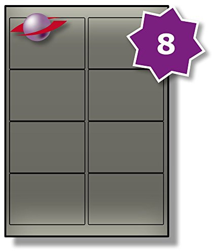 Label Planet® 8 Per Page/Sheet, 5 Sheets (40 Metallic Silver Sticky Labels), A4 Address Shipping Mailing Stickers for Letters/Parcels/Cards, for Laser Printer Only, LP8/99 LS, 99.1 x 67.7 MM
