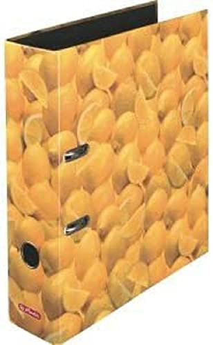 herlitz 10546901 Ordner maX.file, A4, Rückenbreite: 8cm, schwarzer Innenspiegel, Motiv: Zitronen, 10 Stück