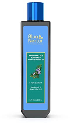 Blue Nectar Rosemary Oil for Hair Growth with Bhringraj Oil for Hair, 100% Natural Ayurvedic Hair Scalp Oil with Amla Hair Oil (9 Herbs,200 ml)