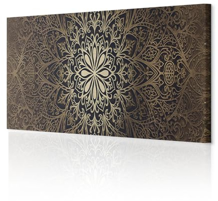 decomonkey Bilder Mandala 120x40 cm 1 Teilig Leinwandbilder Bild auf Leinwand Vlies Wandbild Kunstdruck Wanddeko Wand Wohnzimmer Wanddekoration Deko Orient Abstrakt Zen braun