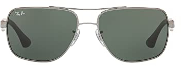 Ray-Ban Men's RB3483 Metal Square Sunglasses, Gunmetal/Green, 60 mm