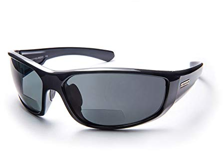 Urbanium Eyewear Modell Rio – sportliche Sonnenbrille in schwarz - polarisierend mit unauffälligen Lesefenster im unteren Bereich der Gläser mit Addition +2.00