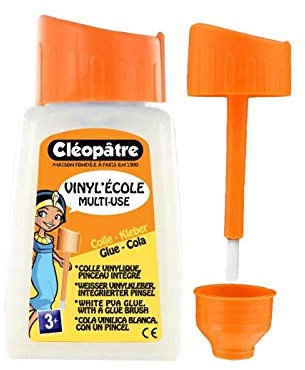 CLÉOPÂTRE Lot de 3 pots de colle Vinyl'école en 80 gr avec pinceau incorporé