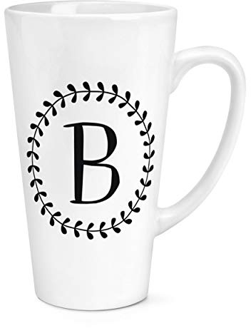 Letter B Floral Wreath Alphabet 17oz Large Latte Mug Cup