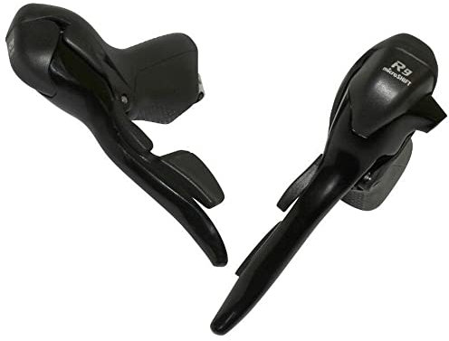 Microshift - Palanca de mando para carretera, 9 V, triple aluminio negro (par) compatible con Shimano