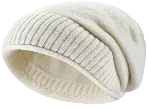 Hatstar Warme gefütterte Feinstrick Damen Beanie Mütze | Herren Wintermütze | mit sehr weichem Fleece Innenfutter | Unisex weich & warm (Creme)