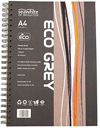 Seawhite Corn Crush Eco Skizzenbuch, A4, Spiralbindung, 140 g/m², Grau
