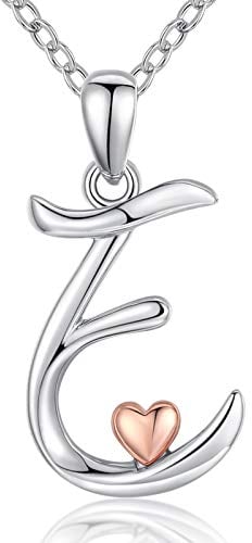 CELESTIA Buchstabe E Kette für Damen Mädchen, 925 Sterling Silber Roségold Anfangsbuchstaben und Herz Anhänger, Personalisierte Schmuck Geschenke für Sie