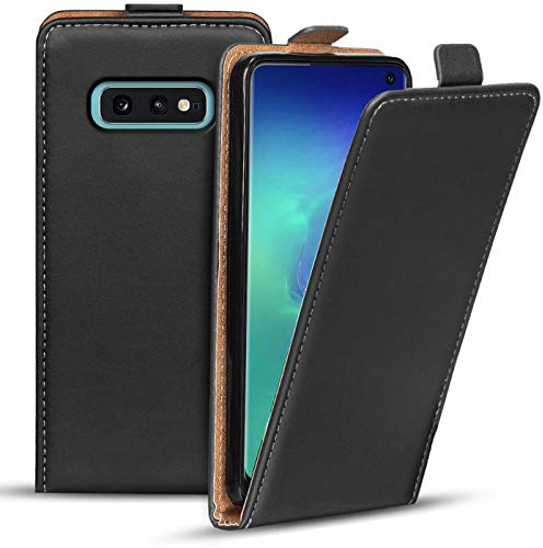 Verco Flip Cover für Samsung Galaxy S10e Case, Flipstyle Schutzhülle für Samsung S10e Hülle Kunstleder Tasche vertikal klappbare Handyhülle, Schwarz