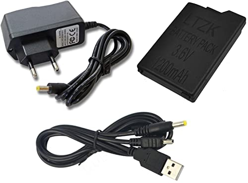 Link-e : Pack d'Accessoires Compatible avec la Console Sony PSP 2000/3000 (Batterie, Chargeur, Cable USB)