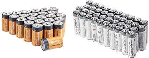 Amazon Basics Everyday Alkalibatterien, Typ D, 1,5 V, 24 Stück (Aussehen kann variieren) & AA Industrie Alkalibatterien, 40er Pack
