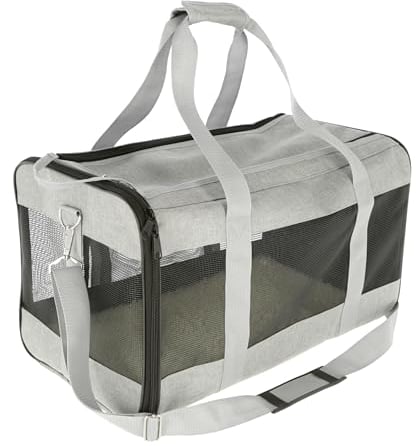 Kerbl Pet Tragetasche Casual, Transporttasche, grau/schwarz, 52x31x31cm, für Hunde und Katzen bis 12kg, mit Tragegriff und Schultergurt