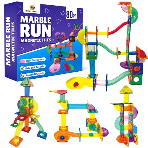 Desire Deluxe Laufball Magnetische Bausteine Magnet Montessori Spielzeug für Kinder, Lernspielzeug für Jungen und Mädchen, 3 4 5 6 7 8 Jahre alt, XXL Set mit 80 Teilen