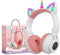 hisonic Einhorn Kopfhörer Bluetooth, Over-Ear kinderkopfhörer ab 3 Jahre, mit Bunte Lichter, Faltbare, Einstellbar, Kabellos und Kabel, Eingebautes Mikfon für Mädchen. (Weiß)