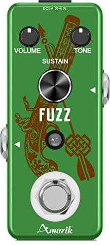 Amuzik Pedale Fuzz Analogico per Chitarra Elettrica - Effetto Distorsione Classico con True Bypass e Dimensioni Mini
