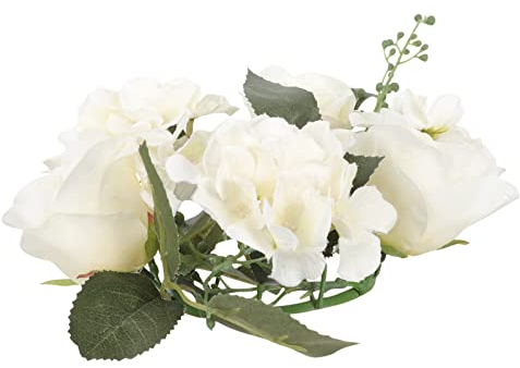 Cabilock Türkranz Sommer Mini Blumenkranz Rose Gef?lschte Dekokranz Frühlingskranz Künstlicher Blumenkranz Kerzenringe Kerzenhalter für Party Tisch Dekoration Buchsbaum Künstlich Buchsbaum Künstlich