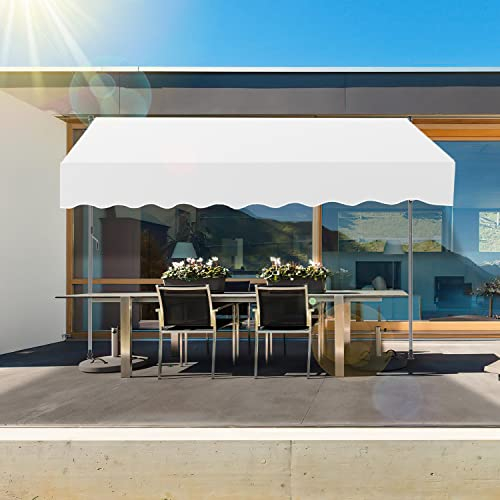 SWANEW Klemmmarkise mit Handkurbel 400x120cm Greme Balkonmarkise ohneBohren, Markise UV-beständig 50+ höhenverstellbar Sonnenschutz wasserabweisend, einfache Montage
