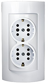 2-fach Aufputz Steckdose Weiss Wandmontage Schuko Steckdose (2-fach Oberinstallation)