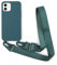 Leather Armor Handykette Hülle für iPhone 11(6.1) mit Band Halsband Lanyard (abnehmbar) Handyhülle,Handyhülle mit Verstellbarer Lanyard,Stoßfest Silikonhülle Handykette Handyhülle .-Grün