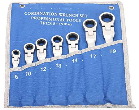 maulschlüssel Set WERA 8-19mm Ratsche Set Hilfsmittel 72 Zähne Ratschenschlüssel Multifunktionskopf Matte oder Spiegelpolitur mit Roll-up Pouch (Color : Matte Polish)