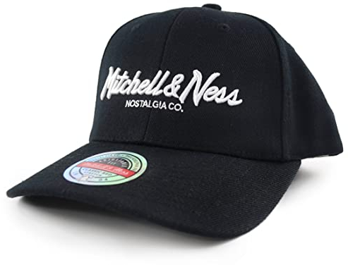 Mitchell & Ness Branded Pinscript Snapback Cap Black