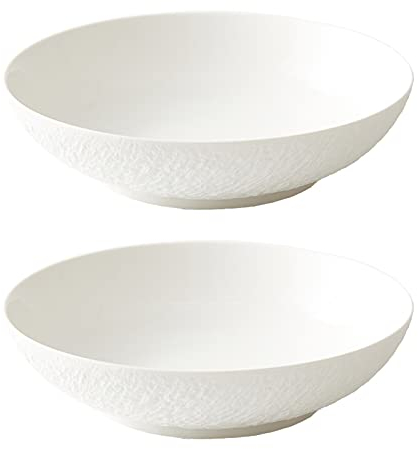 BOSUGE Soup Bowl, Ceramic Bowl, Salad Plate, Cake Plate, Microwave Dishwasher Safety, Large Spaghetti Plate, A Set of 2, for Microwave Oven, Oven, Dishwasher, Black, 24.2cm